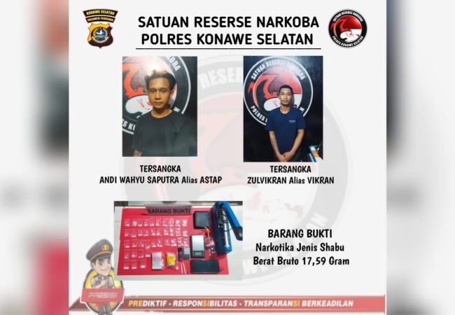 Diduga Pengedar Sabu, Pemuda Asal Tinanggea Ditangkap Satresnarkoba Polres Konsel