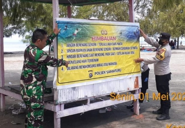 Bhabinkamtibmas dan Babinsa Imbau Penyedia Alat Pelampung Objek Wisata di Kolaka