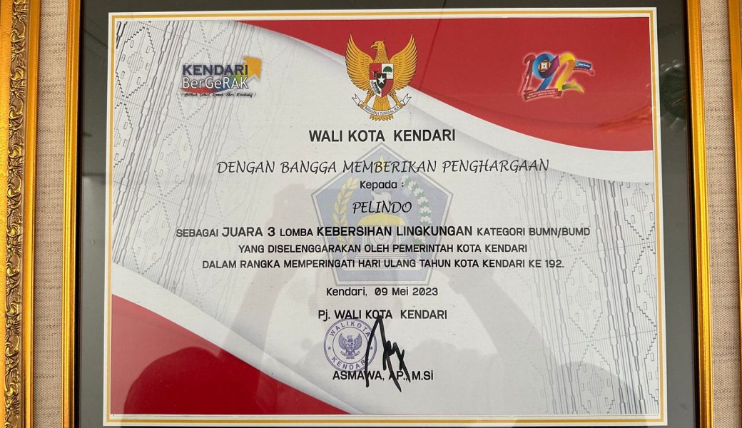 Pelindo Regional 4 Kendari Juara 3 Lomba Kebersihan Lingkungan di Momen HUT ke 192 Kota Kendari
