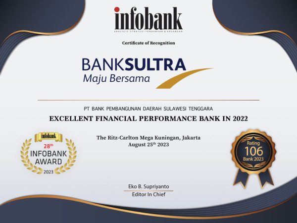 Ukir Prestasi Dua Dekade, Bank Sultra Raih Platinum Tropi