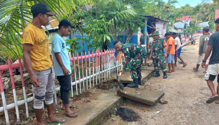 Sinergitas Kodim 1413 Buton dan Masyarakat Gelar Kerja Bakti
