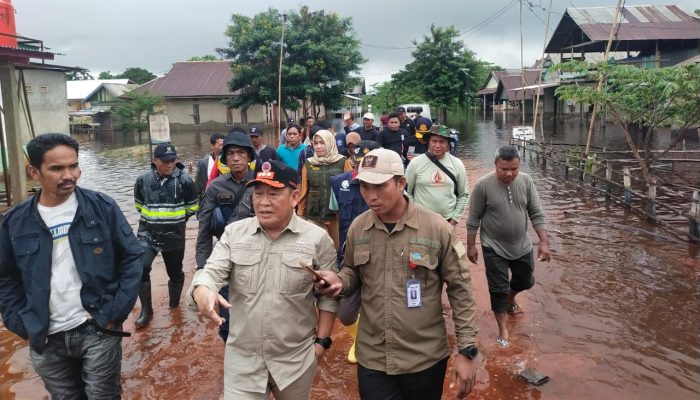 Tinjau Lokasi Banjir, Pj Bupati Pastikan Kebutuhan Warga Terpenuhi