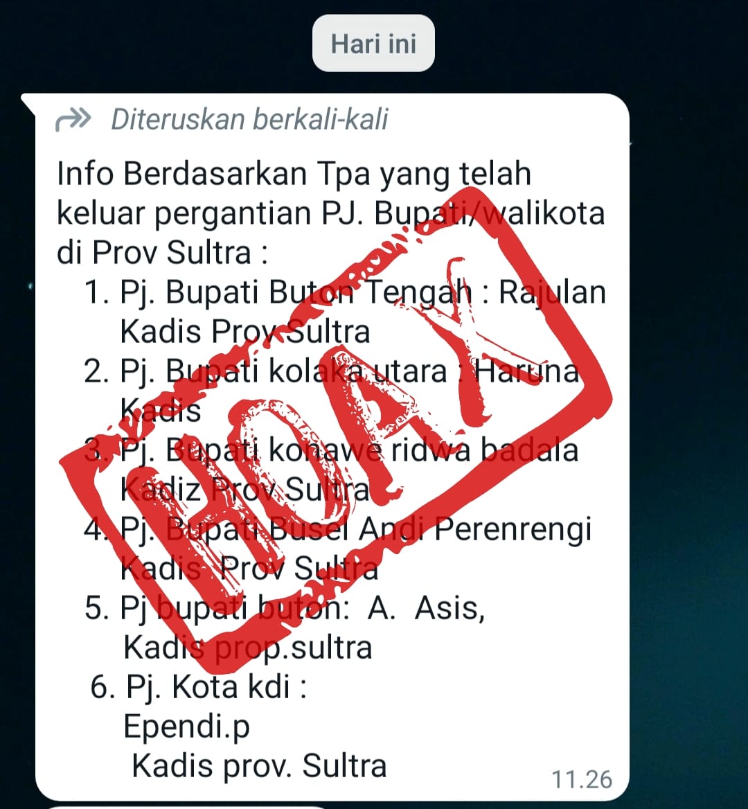 Beredar Daftar Pj Bupati Serta Pengantinya, Kadis Kominfo Konawe: Itu Tidak Benar