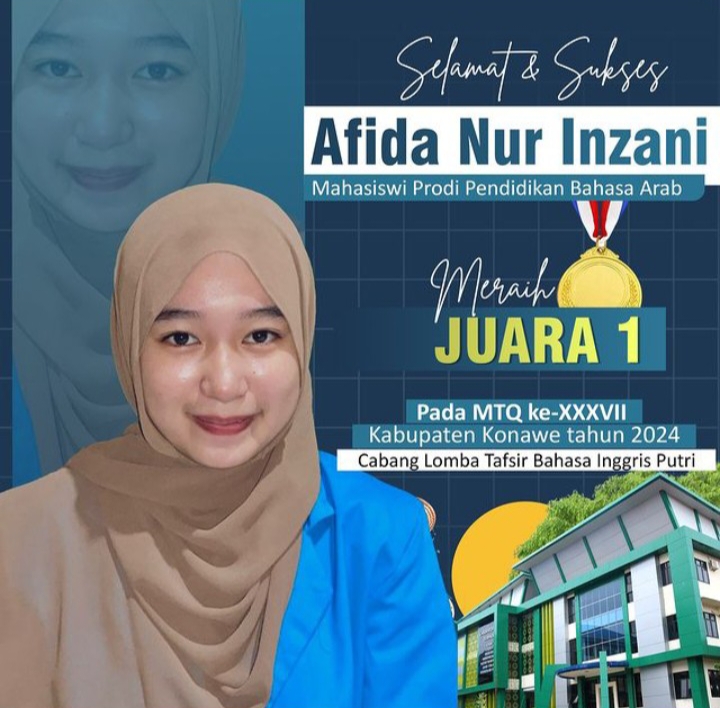Mahasiswi IAIN Kendari Sabet Juara 1 Lomba Tafsir Bahasa Inggris Pada Ajang MTQ Kabupaten Konawe 2024