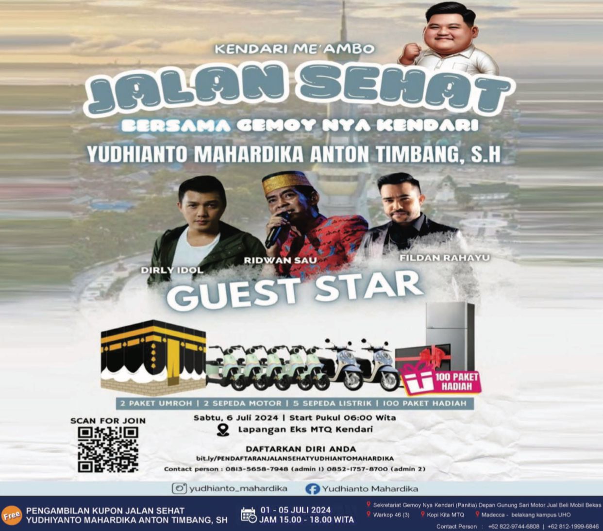 Yuk Buruan Daftar Jalan Sehat Bersama Yudhianto Mahardika Anton Timbang Gemoy-nya Kendari, Berhadiah Umroh dan Sepeda Motor