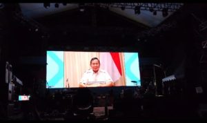 Prabowo Subianto Ketua Umum Gerindra, yang juga Presiden terpilih saat mengajak masyarakat konawe