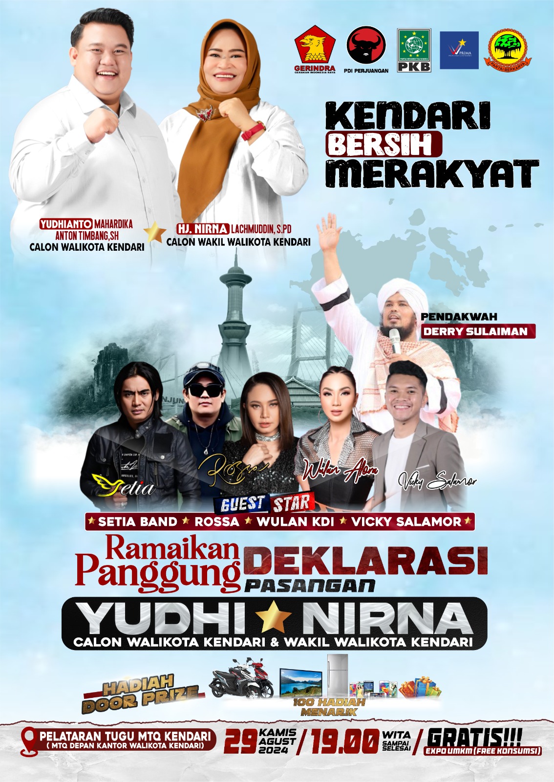 Artis Nasional hingga Expo UMKM, Deklarasi Yudhianto-Nirna Siap Hadirkan 7 Program Menyala untuk Kendari