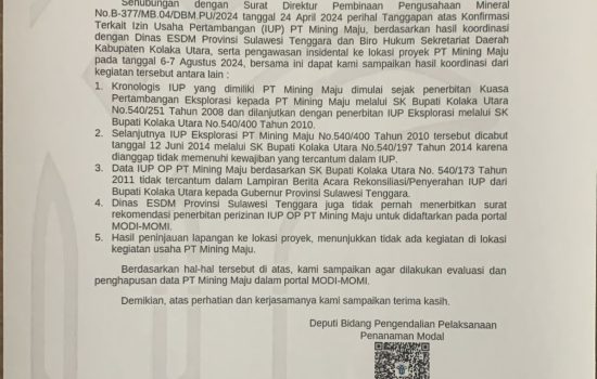 JAPEMKUM Apresiasi Langkah BKPM Untuk Menghapus Data PT Mining Maju di MODI-MOMI