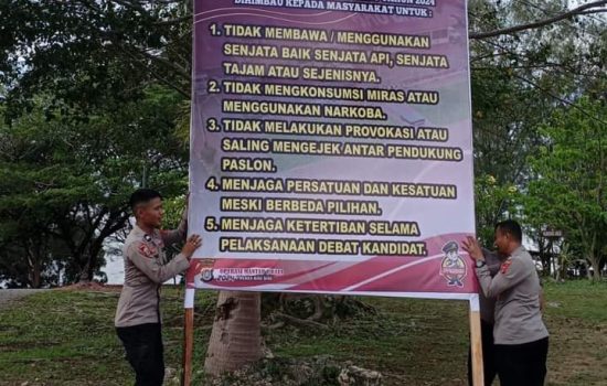 Jelang Debat Kandidat Pilkada 2024, Polres Baubau Pasang Imbauan Kamtibmas