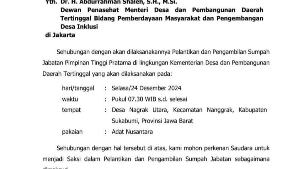 Mantan Ketua DPRD Sultra Resmi Dilantik di Lingkungan Kementerian Desa