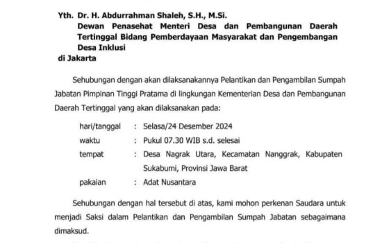 Mantan Ketua DPRD Sultra Resmi Dilantik di Lingkungan Kementerian Desa