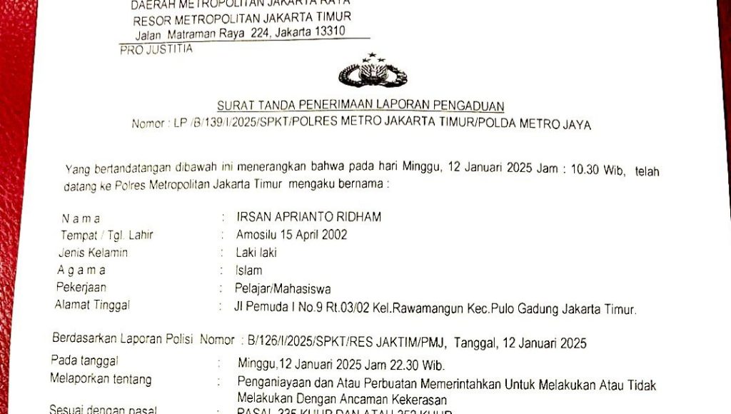 Pj Bupati Busel Ridwan Badallah Dilaporkan ke Polres Metro Jakarta Timur, Terancam 1 Tahun Penjara