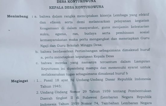 Kepala Desa Kontukowuna Diduga Pecat Guru Ngaji Secara Sepihak Tanpa Alasan Jelas