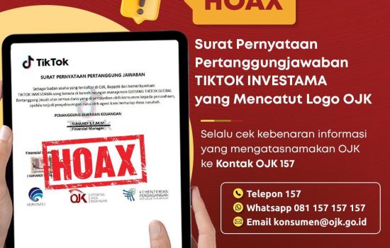 OJK Peringatkan Penipuan Berkedok TIKTOK INVESTAMA