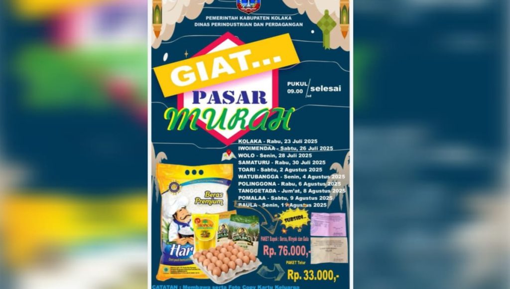 Pemkab Kolaka Bakal Gelar Pasar Murah di 10 Kecamatan