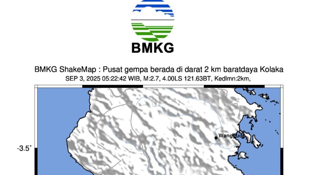 Gempa M2.7 Guncang Kolaka, Tak Berpotensi Tsunami