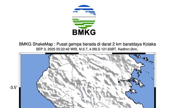 Gempa M2.7 Guncang Kolaka, Tak Berpotensi Tsunami