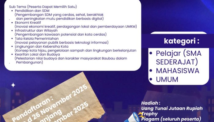 Balitbang Baubau Luncurkan LKTI 2025, Ajak Masyarakat Hadirkan Gagasan untuk Kota Budaya yang Cerdas