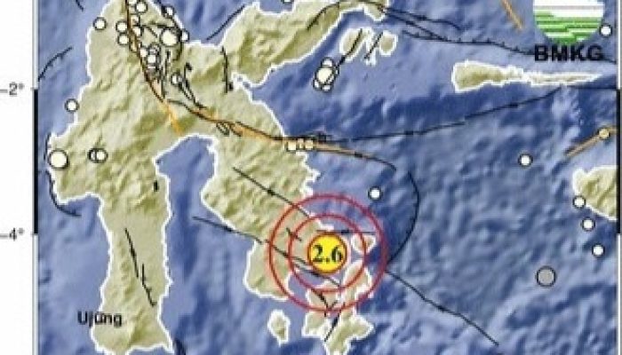 Gempa Tektonik Magnitudo 2,6 Guncang Kendari, Kedalaman Dangkal 6 KM