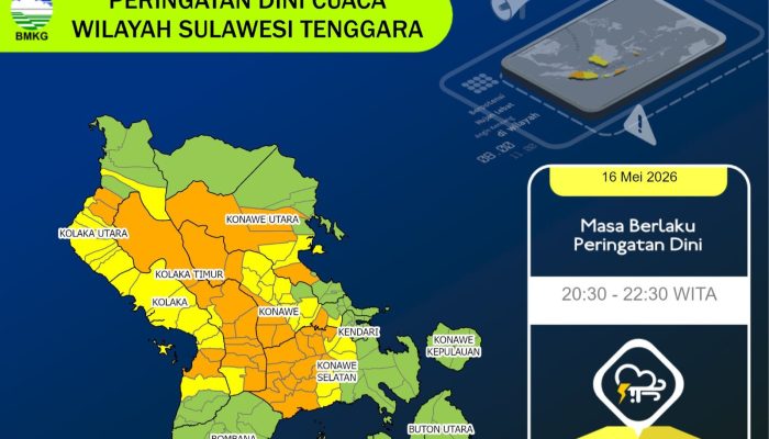 Prakiraan Cuaca Wilayah Sultra (17 Mei 2026)