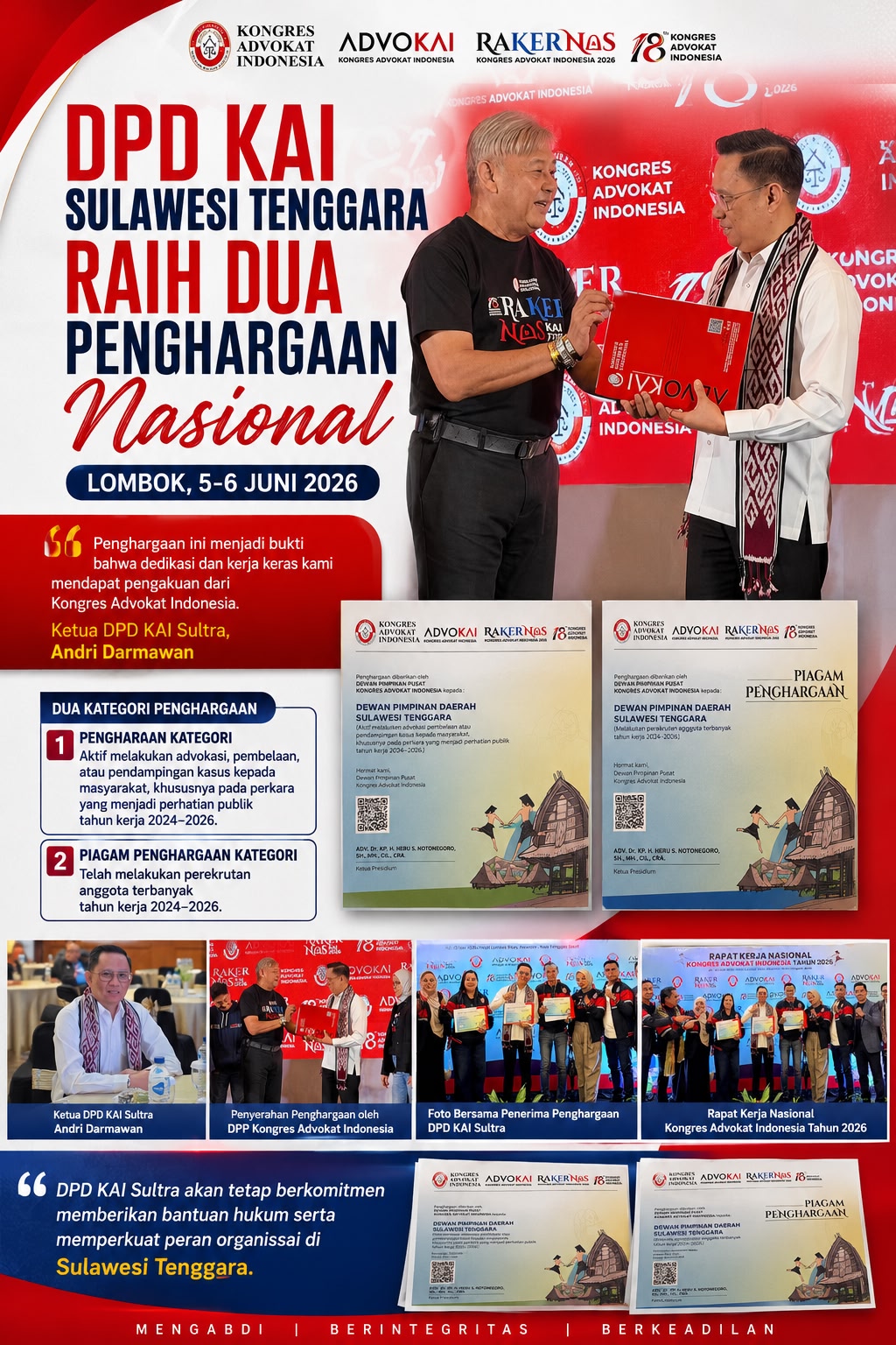 DPD KAI Sultra Raih Dua Penghargaan Nasional di Rakernas 2026