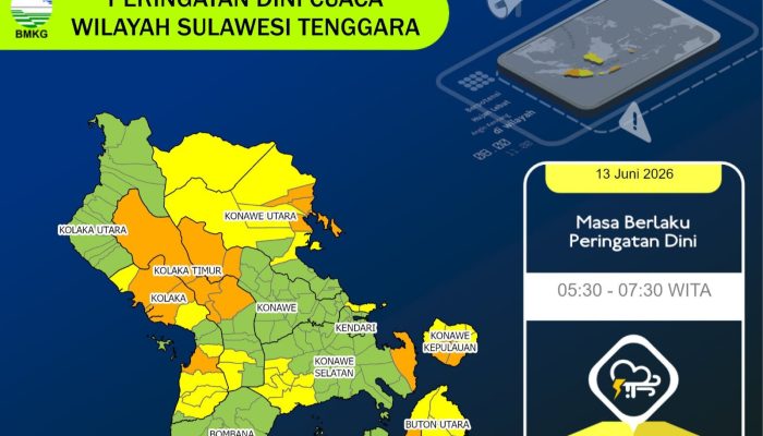BMKG: Sejumlah Wilayah di Sulawesi Tenggara Berpotensi Hujan Lebat hingga Pagi Ini