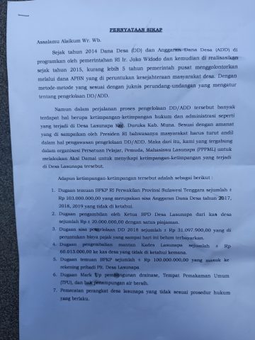 Desa Lasunapa Muna Dalam Pusaran Dugaan Korupsi ADD/AD