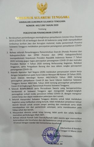 Maklumat Gubernur Sultra