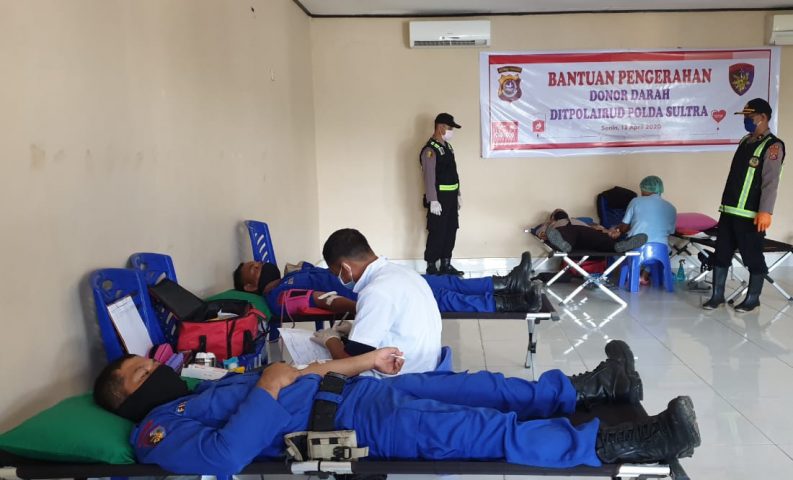 Polairud, Biddokkes Polda Bersama PMI Sultra Gelar Donor Darah