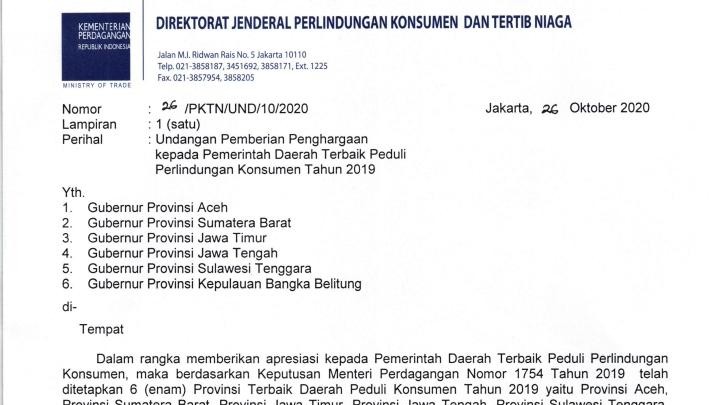 Ali Mazi Raih Penghargaan dari Kementerian Perdagangan