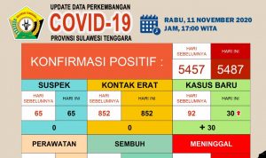 Sebaran 30 Kasus Corona, 11 November di Sultra