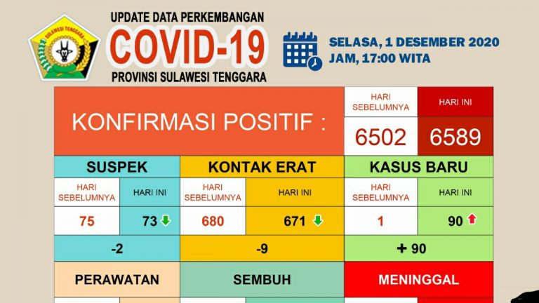 Update Covid-19 Sultra, 1 November 2020