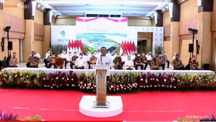 Kepala BKPM, Bahlil Lahadia saat memberikan sambutannya