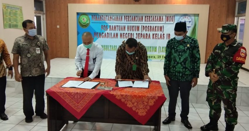 Dandim Jepara Hadiri Penandatanganan MOU Kerja Sama Perjanjian Posbankum dengan Pengadilan Negeri Jepara