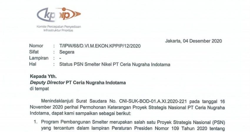 Proyek Strategis Nasional Smelter PT Ceria Kerja Sama Tiga BUMN