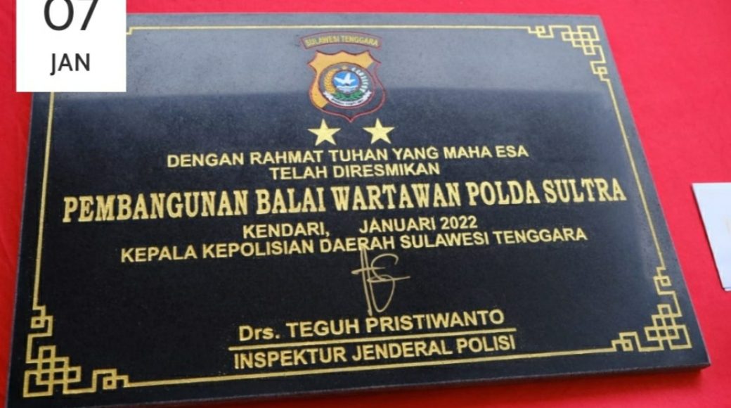 Jalin Sinergitas Bersama Insan Pers, Kapolda Sultra Resmikan Balai Wartawan