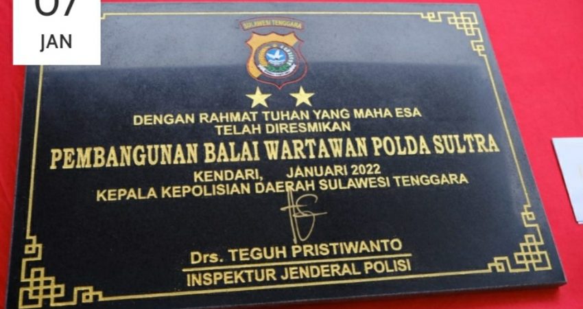 Jalin Sinergitas Bersama Insan Pers, Kapolda Sultra Resmikan Balai Wartawan