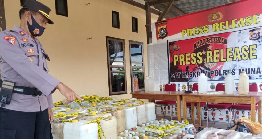 Operasi Pekat Ramadhan di Muna, Polisi Amankan Ribuan Liter Miras Lokal