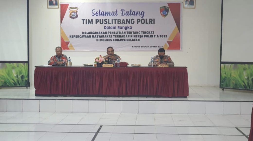 Laksanakan Penelitian Kepercayaan Masyarakat Atas Kinerja Polres Konsel, Puslitbang Polri Gelar FGD