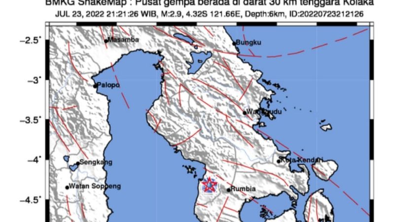 Malam ini Gempabumi Tektonik Guncang Kolaka dan Kolaka Timur