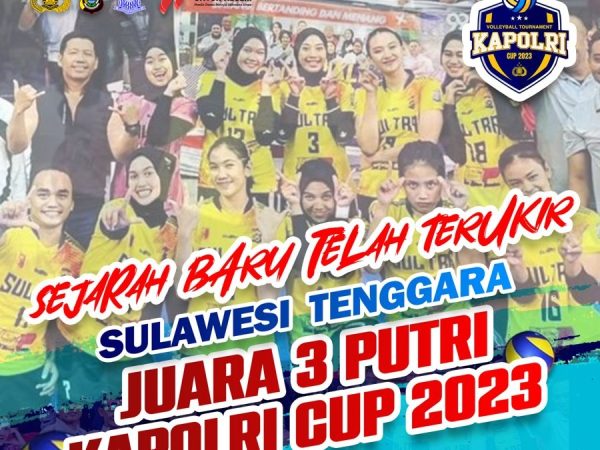 Tumbangkan Kaltim, Tim Voli Putri Polda Sultra Raih Juara III di Kapolri Cup 2023