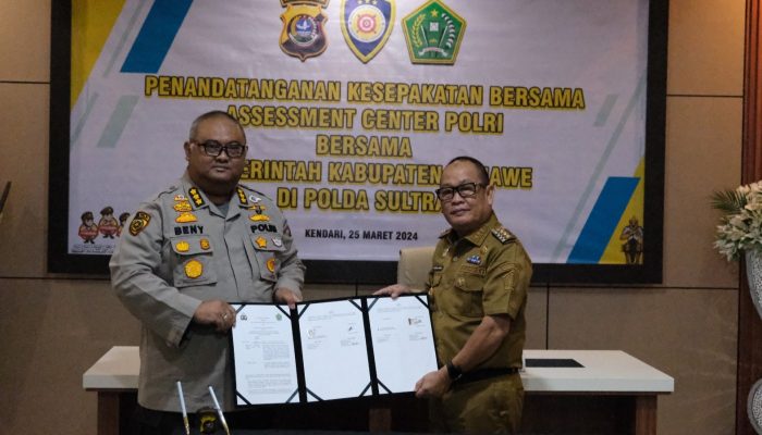 Biro SDM Polda Sultra dan Pemkab Konawe Teken MoU Assessment Center Polri