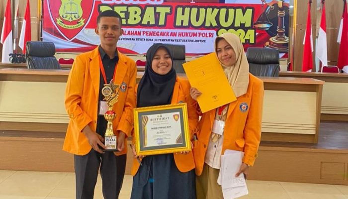 Mahasiswa Ilmu Hukum UHO Raih Juara 1 Lomba Debat Hukum Tingkat Provinsi Polda Sultra