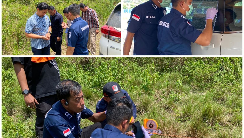 Tim Labfor Polda Sulsel Olah TKP Penyebab Retaknya Kaca Mobil Dinas Camat Baito