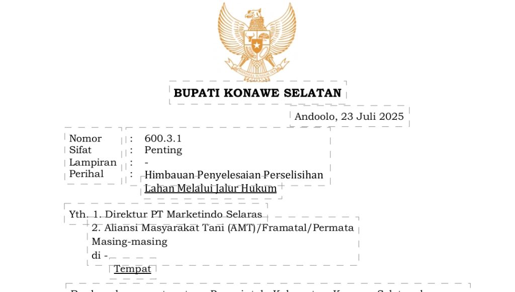 LBH HAMI Sultra Soroti Surat Bupati Konsel Berpihak ke PT. Marketindo Selaras