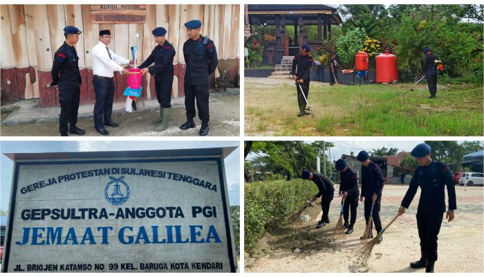 Sambut HUT Brimob ke 77, Satbrimobda Sultra Gelar Bhakti Sosial di Rumah Ibadah