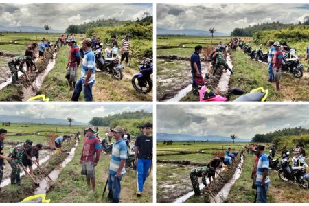 Tingkatkan Hasil Pertanian, Babinsa 1412-06/ Mowewe Bantu Warga Buat Saluran Irigasi
