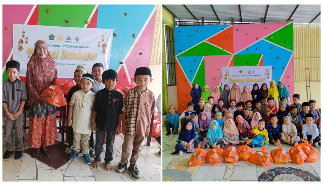 Ajarkan jiwa Dermawan Sejak Dini, RA Darul Istiqamah Kolaka Bagikan Paket Sembako pada Warga Kurang Mampu