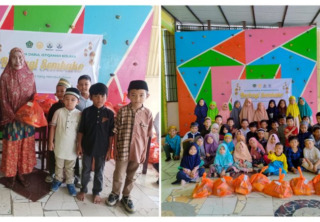 Ajarkan jiwa Dermawan Sejak Dini, RA Darul Istiqamah Kolaka Bagikan Paket Sembako pada Warga Kurang Mampu