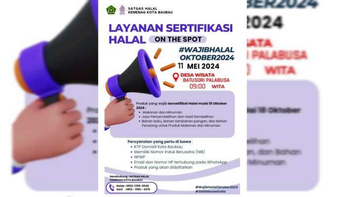 Kemenag Baubau Permudah Pelaku UMKM Buat Sertifikat Halal Produk